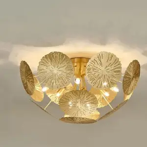 Sun Flower Copper Atmosphere Chandelier Light Modern Corridor Bedroom Decorative Gold Led Ceiling Lamps