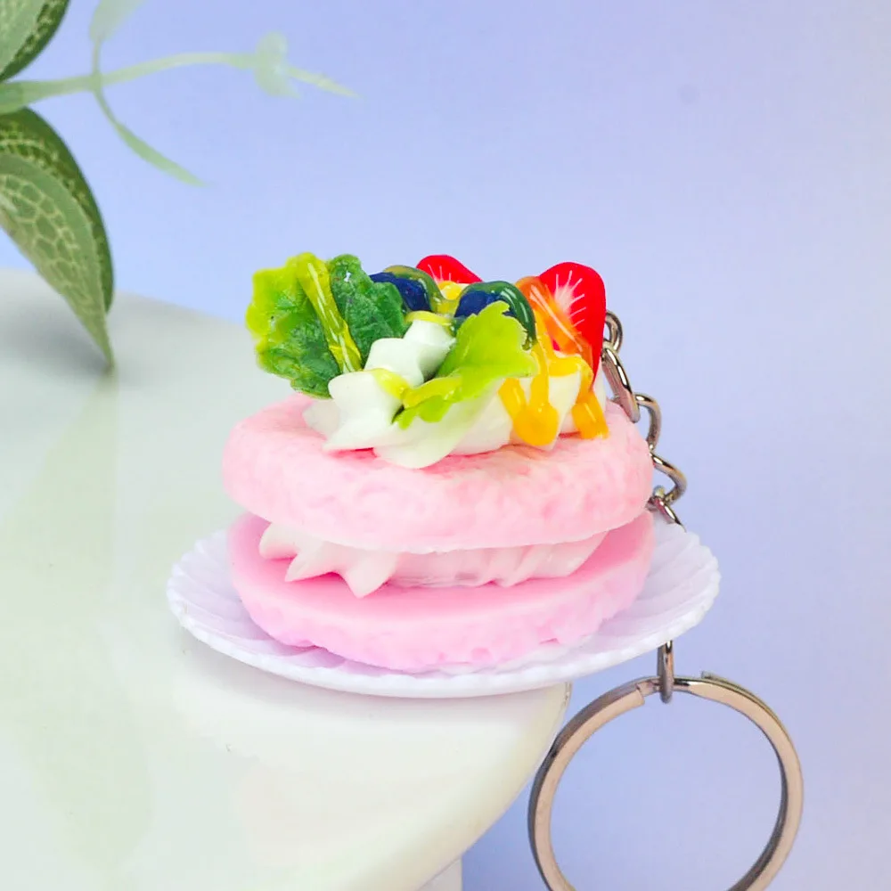 Cake Keychains for Women Men Girls DIY Material 3D Cute