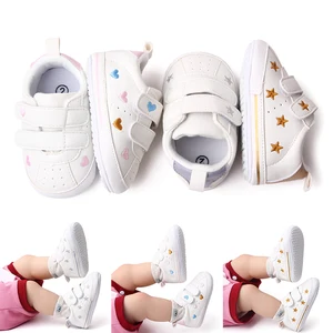 Directly Baby Shoes Factory Hot Selling Soft PU Leather Non-slip White Baby Sport Shoes Walking Shoes
