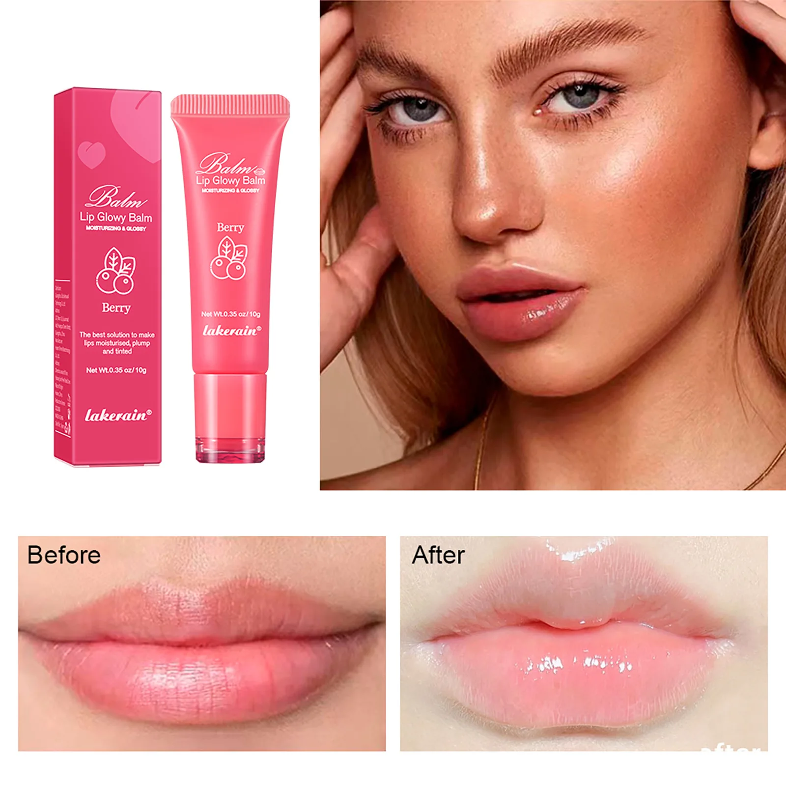 Hot Sale Lakerain Fruit Flavor Glossy Brightening Lip Plumping Balm