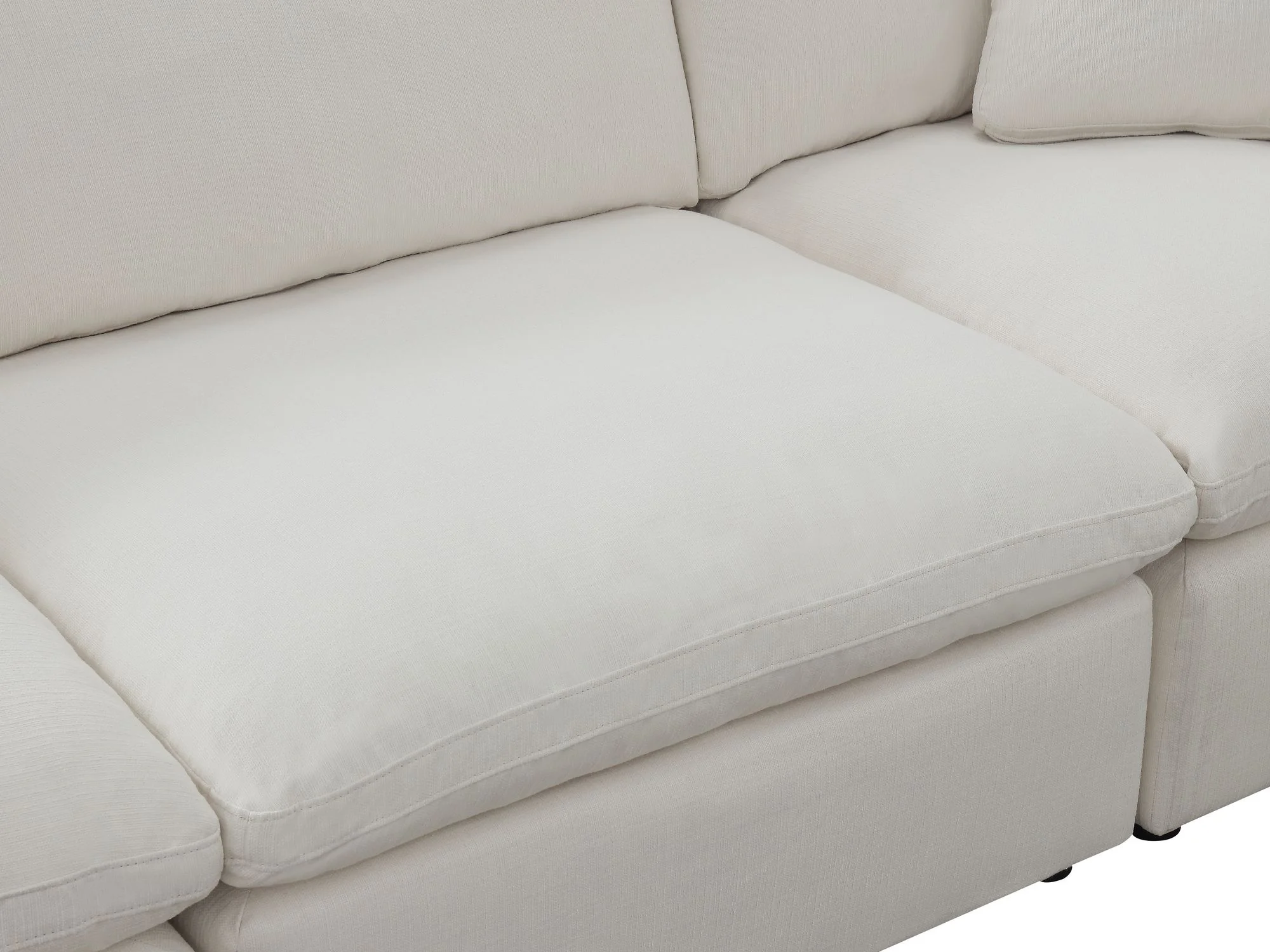 Modern Reversible Chaise Sectional Sofa Set Feather-Tufted Fabric Wood ...