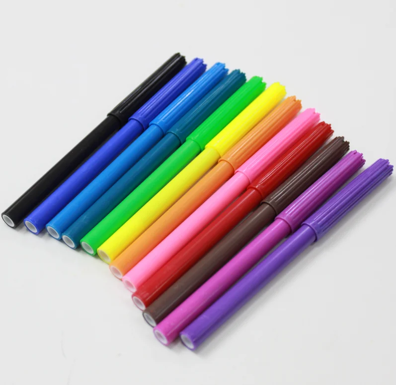 Promotion Student Color Art Marker 12 Colors School Supplies Painting Water Color Pen for Kids Fine Tip Pens Safety Drawing Tool