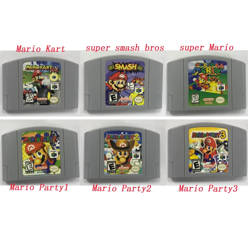 Retro Mario Game Card For Nintendo 64 Mario Kart Party 1 2 3 Golden Eye