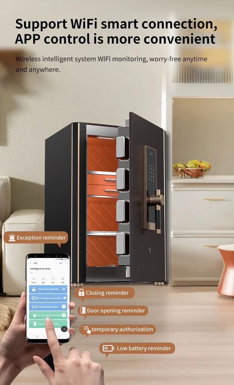 CEQSAFE Metal Electronic Digital Lock Fingerprint WiFi Safe Box Smart Home Office Security Safe Box for Money details