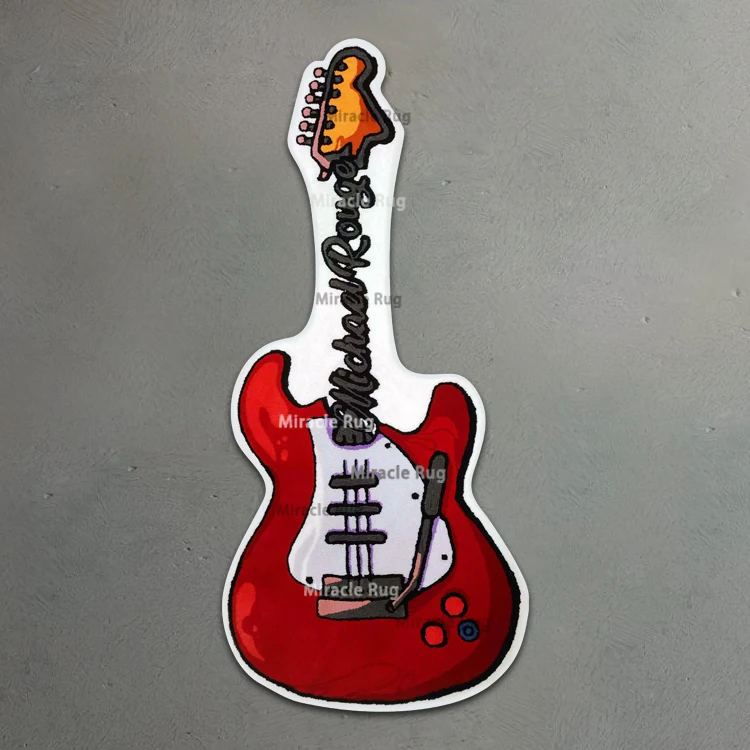 3D Amazing Colorful Irregular Customized Die Cut Guitar Shape Tufting Carpet Custom Logo Rug