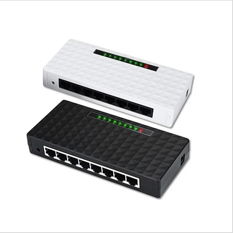 Mini 5 Port Network Switch Ethernet Switch Internet Splitter Desktop  10/100/1000Mbps RJ45 Hub, Gigabit White, US Plug