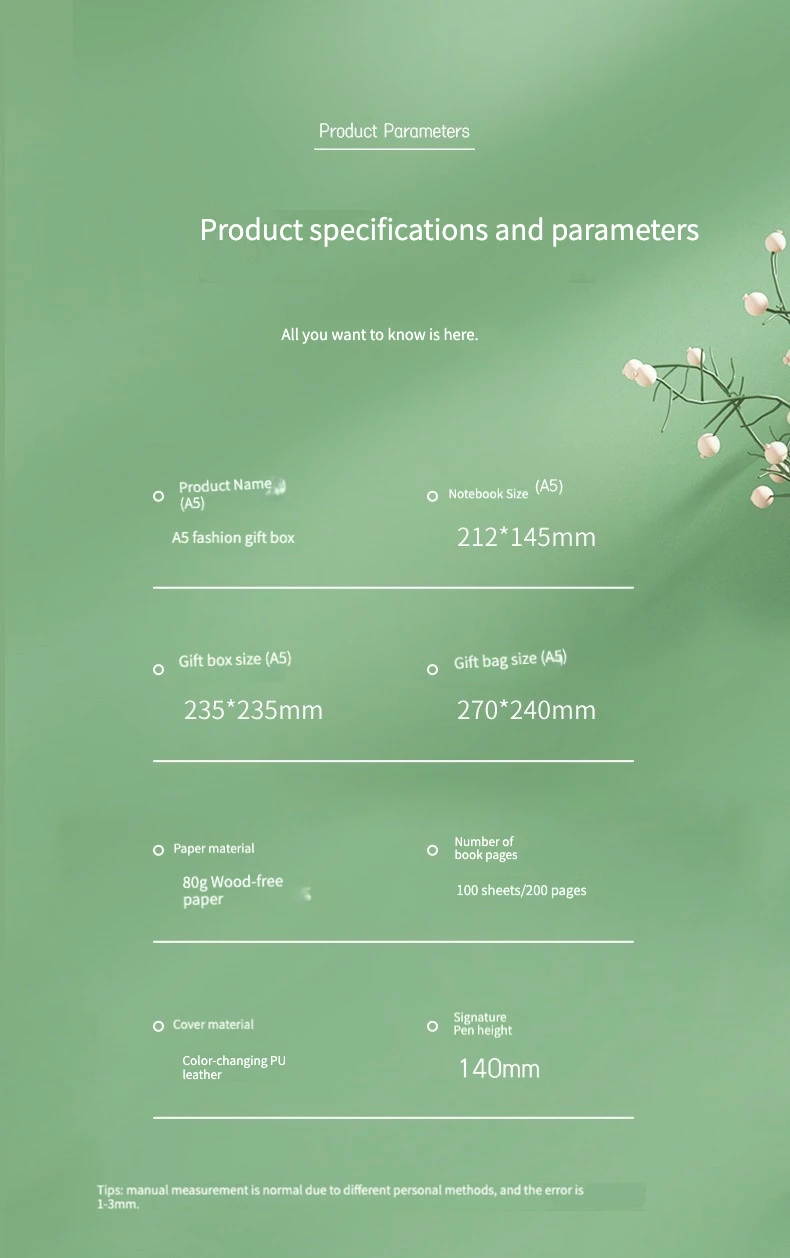 Hot Sell Luxury Business Gifts Box Set A5 Treefold Notebook With 16g