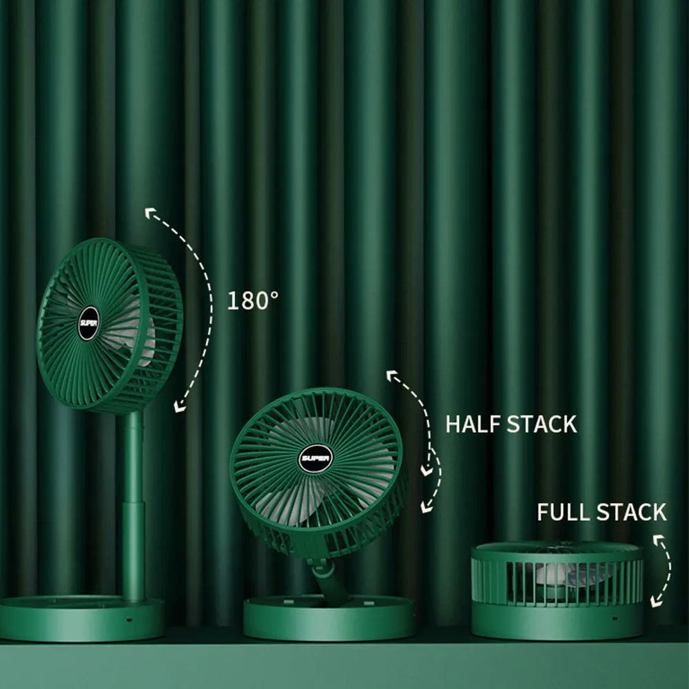 Usb Foldable Rechargeable Telescopic Mini Desktop Air Fan 3 in 1 Camping Portable Battery Fan