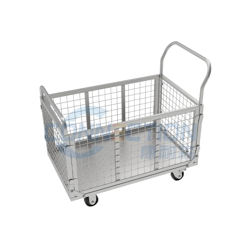 Collapsible Roll Container Push Carts Platform Trolley with Cages 4 in 1 Foldable Cage Cart Dolly Basketball Carts