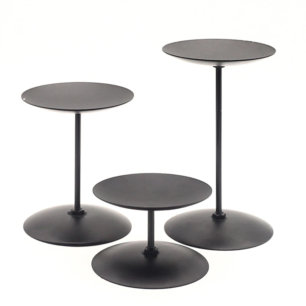Customized Metal Pillar Candlestick Set of 3 - Rustic
