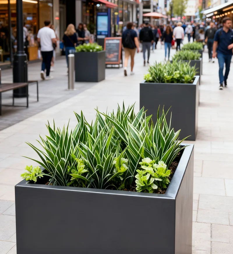 Customizable Stainless Steel Flower Planter - Large Size Metal Pot for Municipal/Commercial Landscaping