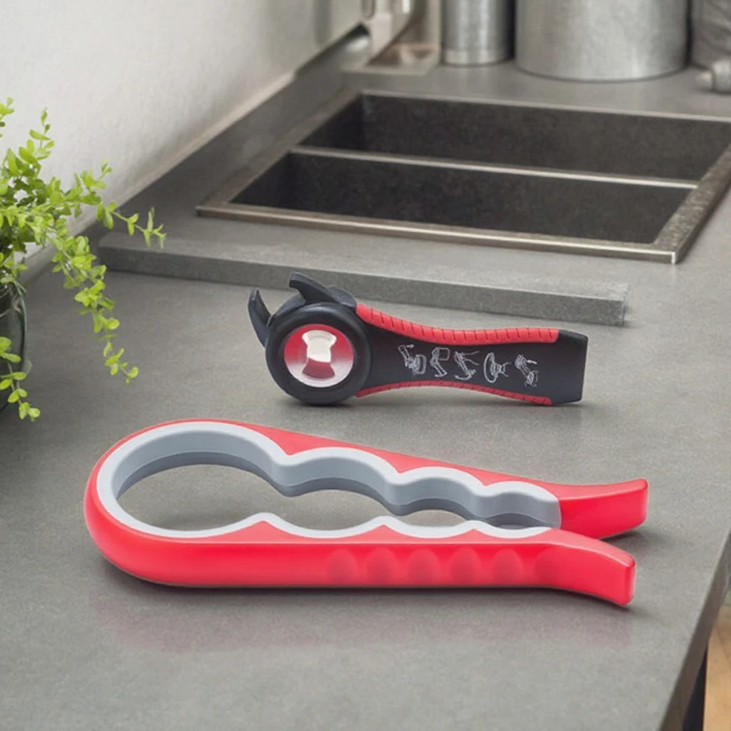 5 in 1 Multi Function Can Opener Bottle Opener Kit Arthritic Hand Jar Opener for Old People Children Women Those with Weak Hands