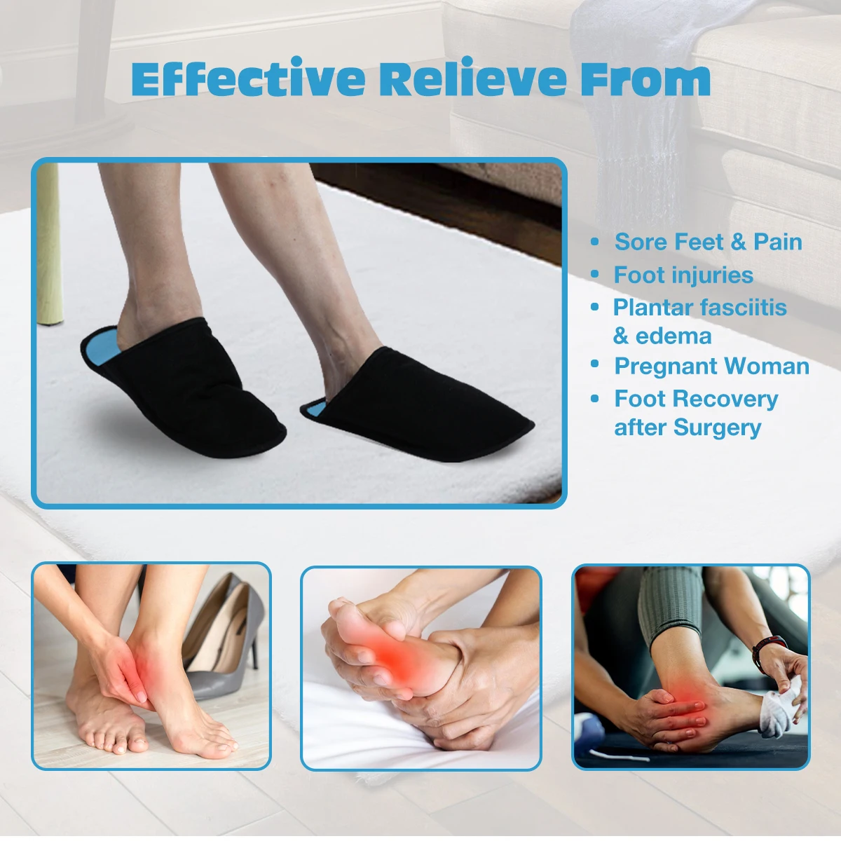 Reusable Ice Therapy Hot Cold Gel Slippers For Foot Pain Relief - Buy ...