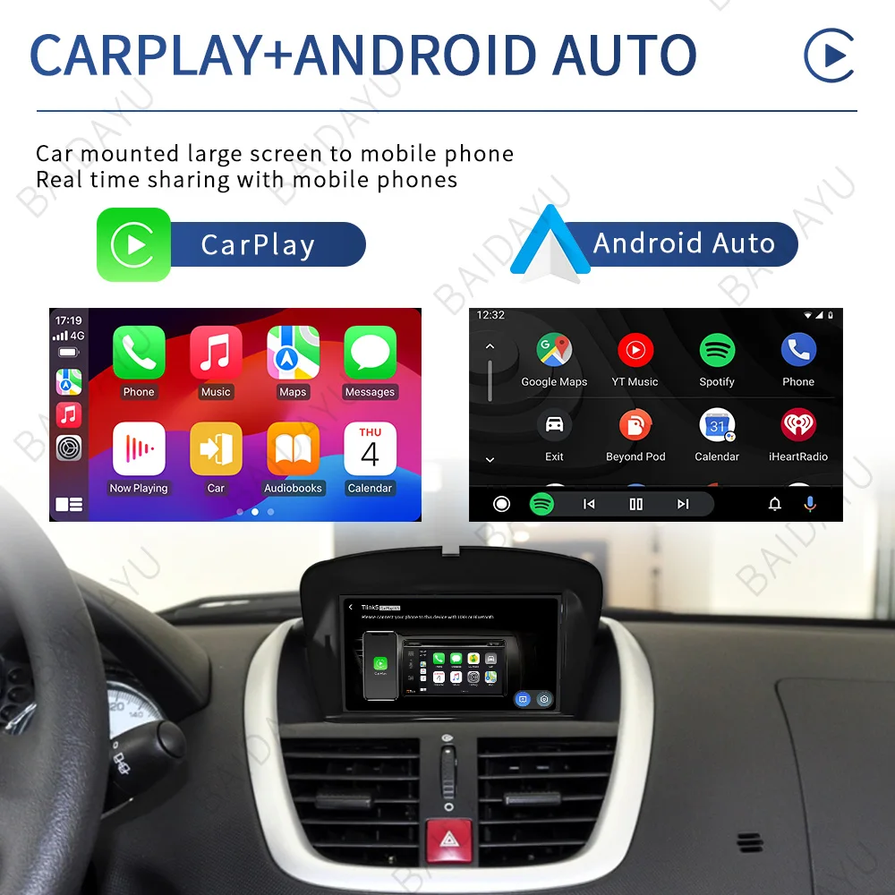 Android 10 Car Radio for PEUGEOT 207 2008-2014 Multimedia Player GPS Navigation 7 Inch With Buttons Carplay