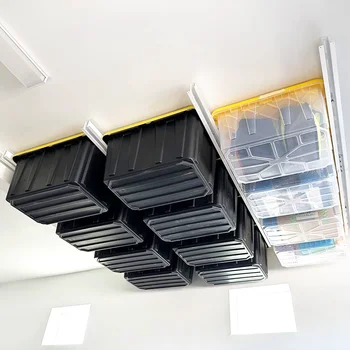 China Manufacturer Garage Storage Tote Slide Overhead Rack High Quality Slide Overhead Ceiling Mount Storage Bins Rack