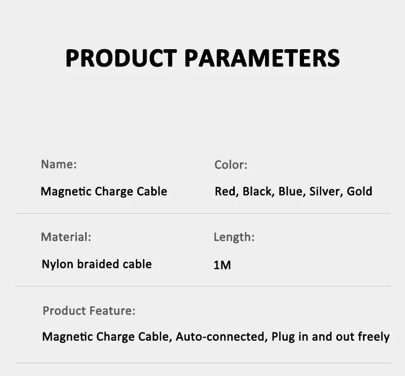 3-in-1 Magnetic Charging Cable Fast Charge Magnetic USB Cable For iPhone Android Type-C 1M with Box