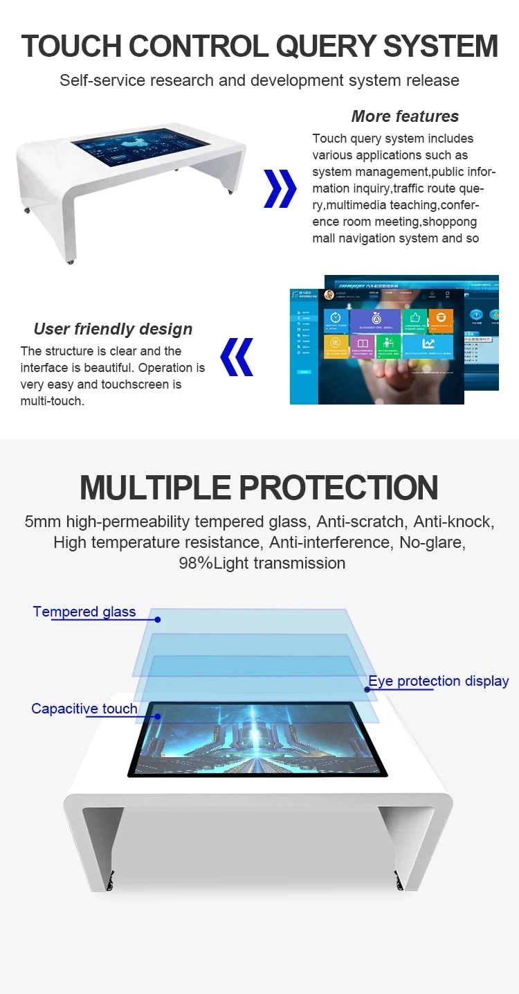 43 55 65inch Windows Touch Table Digital Interactive LCD Touch Screen Waterproof Smart Table All In One Touch Table