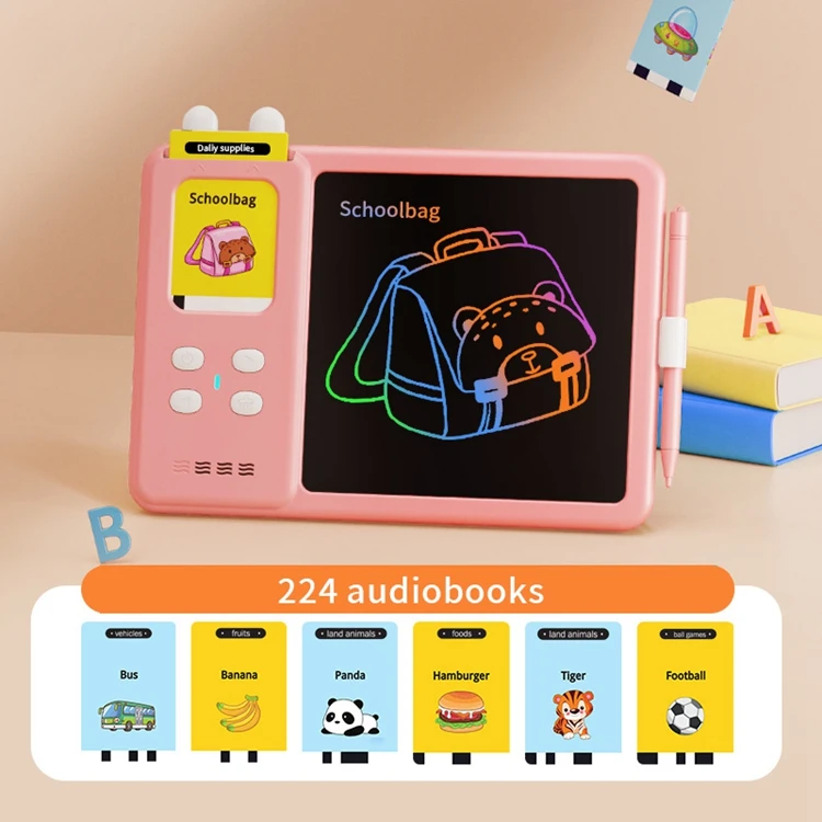 QINGTANG Talking Flashcards Machine Lcd Writing Tablet Toddlers Learning Educational Toys