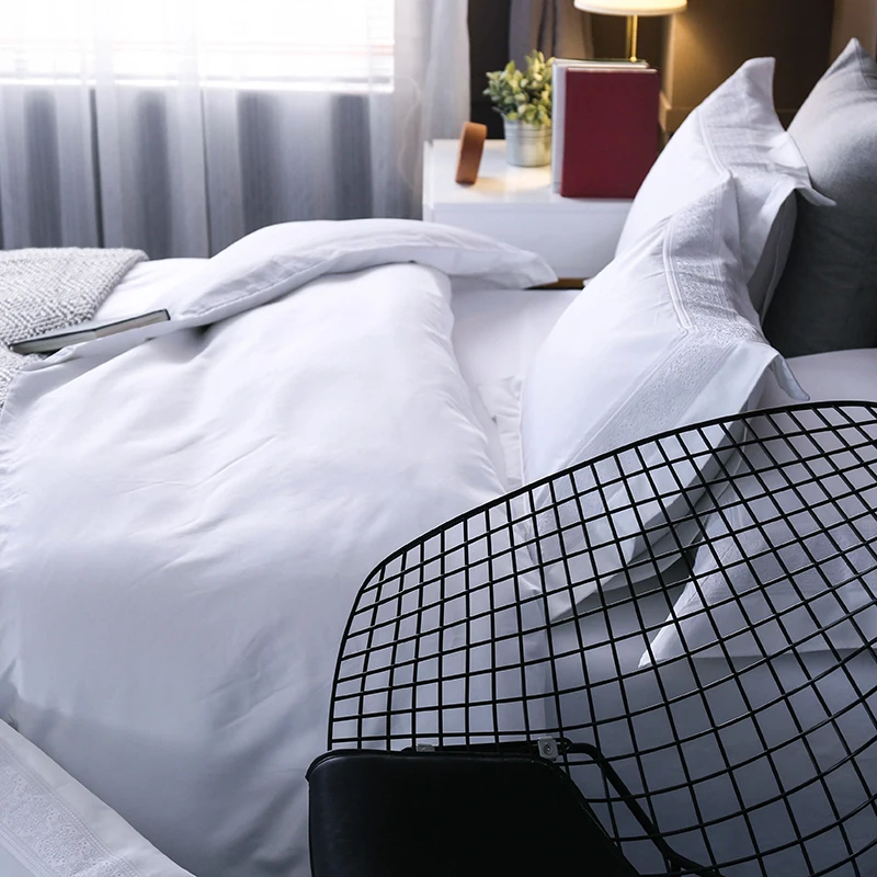 100 Pima Cotton 1000tc Machine Embroidery Bed Sheet Bedding Set Bed