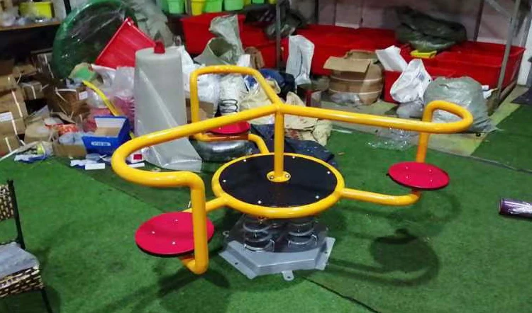 High-quality children's spring seesaw with safety guards, designed for outdoor playground equipment.