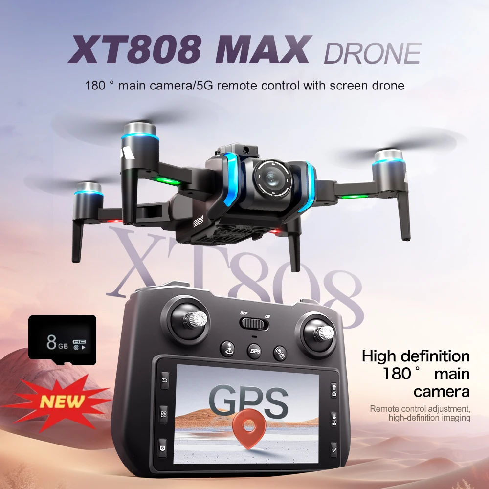 Novo Drone Profissional XT808 Max 2025 229g 4K HD Câmera Dupla