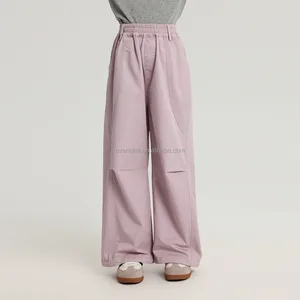 Customizable Kids Girls Cotton Wide Leg Pants Fashionable Versatile Casual Soft Skin Friendly