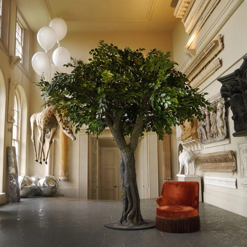Artificial Oak Trees UV Resistant Silk Green Simulation Trees Oak Branch With Leaves for Garden Landscaping Artificial Plants