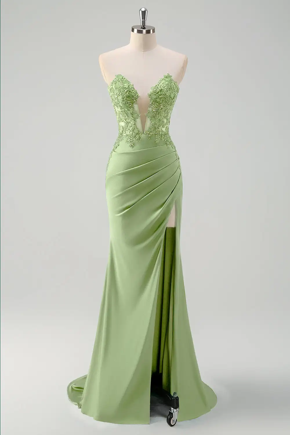 Classy Dark Green Bodycon Strapless Pleated Homecoming Slit Sequin Embroidery Evening Gowns for Women Dress Long Classy Dark Green Bodycon Strapless Pleated Homecoming Slit Sequin Embroidery Evening Gowns for Women Dress Long