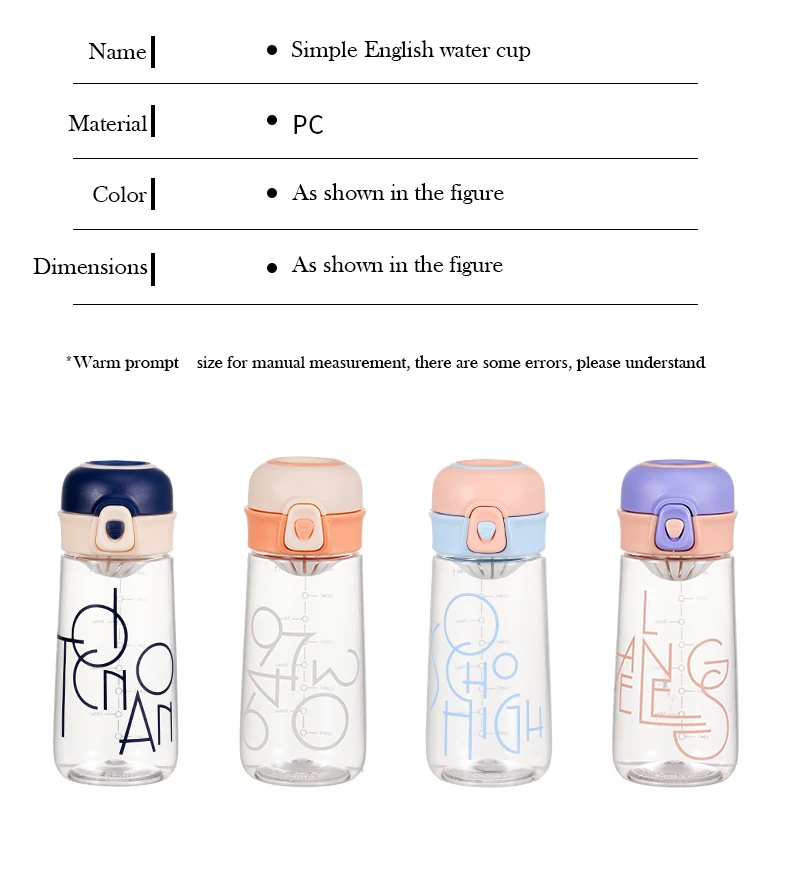 Unisex Portable Large Capacity Summer Sports Water Bottle Gym Logo Printed PP Cap Direct Drinking for Camping Protein Bag