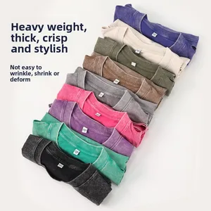 Vintage 230g Pure Cotton Batik Design Washed Effect Loose Fit Drop Shoulder Short Sleeve Men T-Shirt