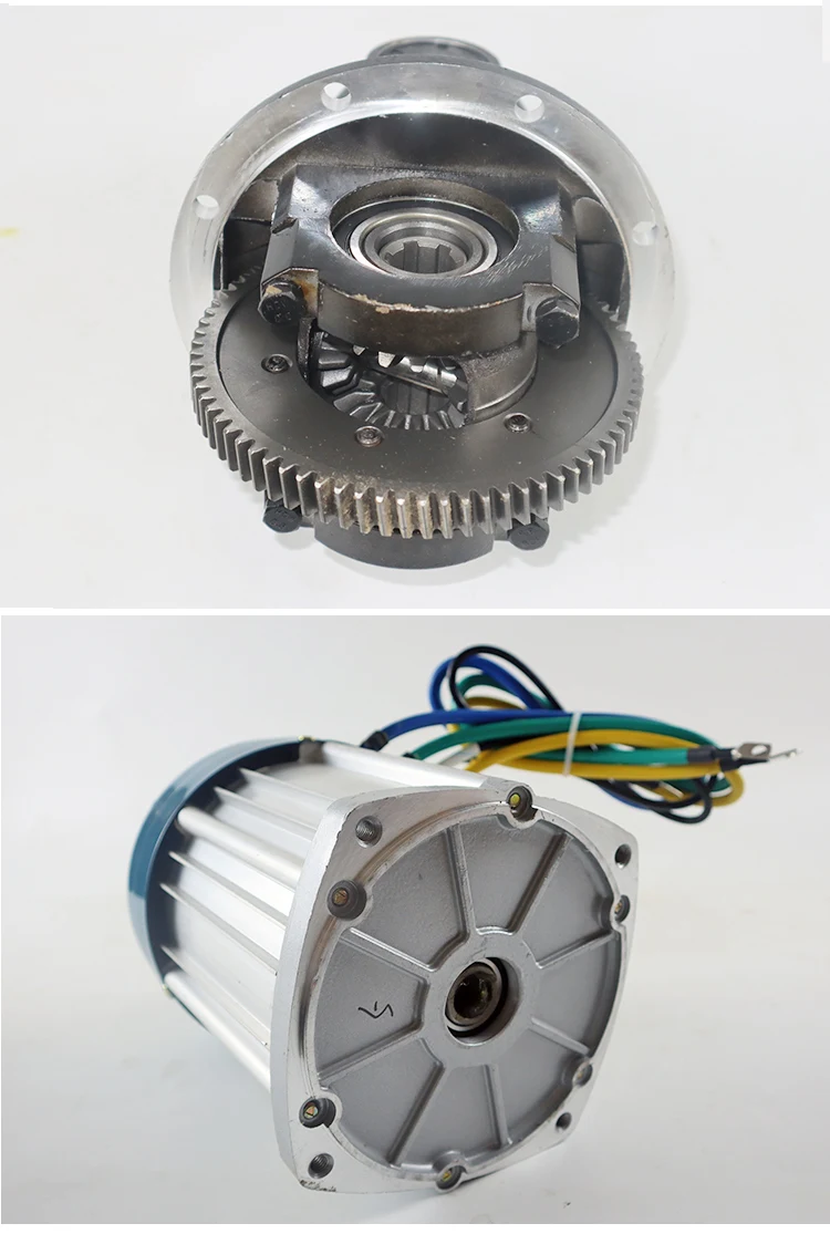 48v 60v 1500w 1800w Brushless Geared Motor Differential Kit Fan