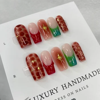 Wholesale 10pcs Hand Painted Gel Press Nails Beautiful Luxury Customized Design handmade press on nails