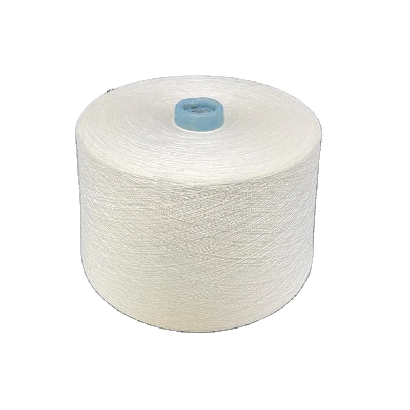 Wholesale 20s 30s Yarn Crochet Hand Knitting 100% Polyester Milk White High Quality Texturized Yarns for Industrial Weaving