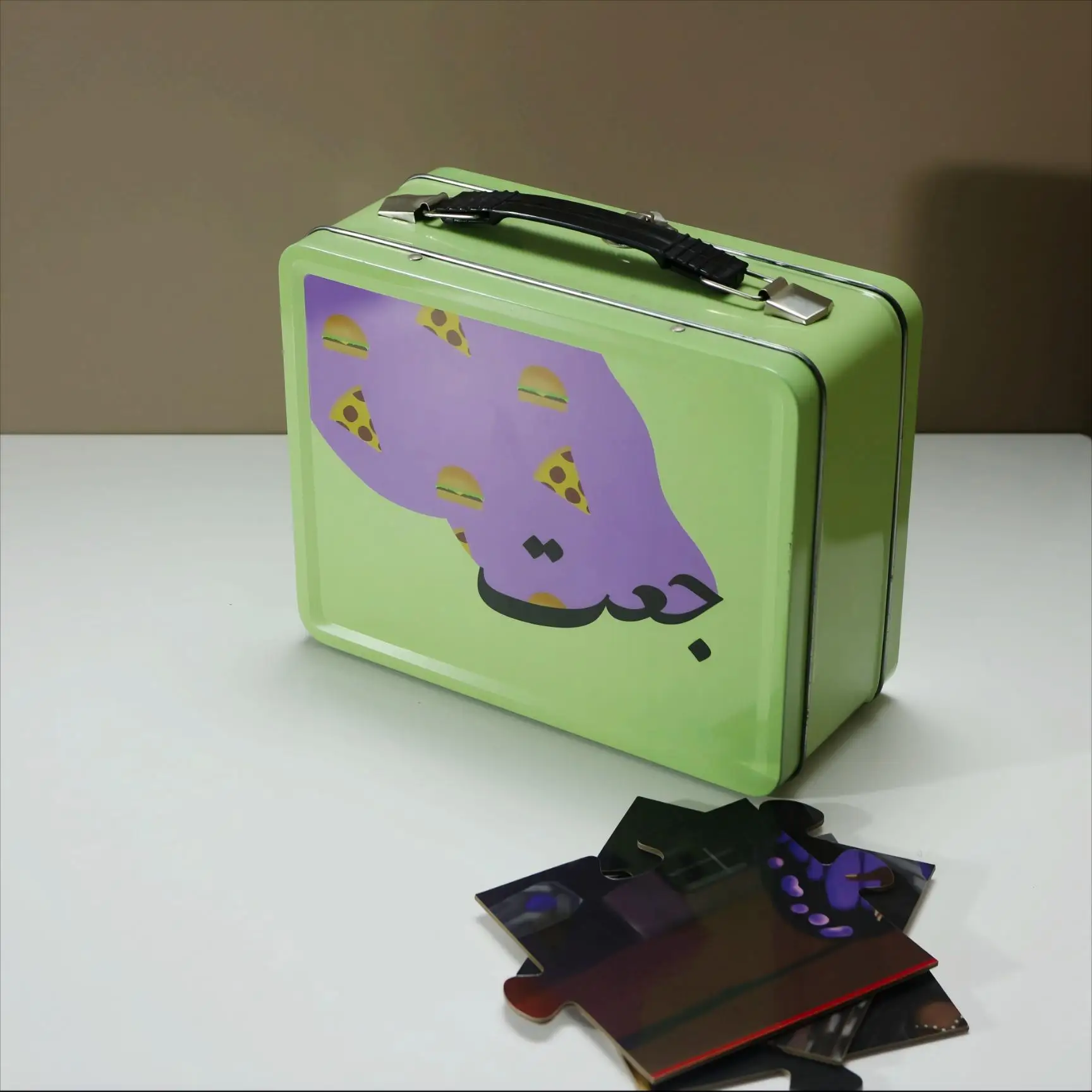 Custom Printed Food Grade Rectangular Kids Metal Tin Can Lunch Case Mickey Mouse Tin Box With Handle