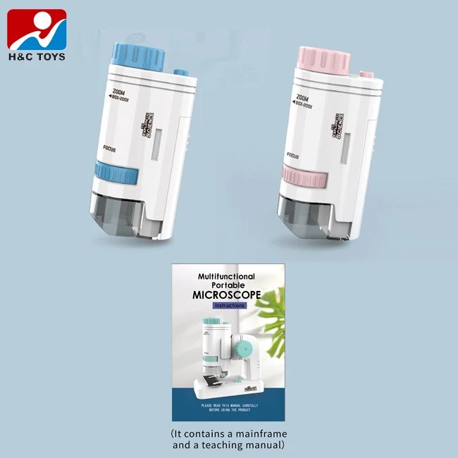 Educational portable multifunction 80X-200X microscope mini handheld kids microscope toy