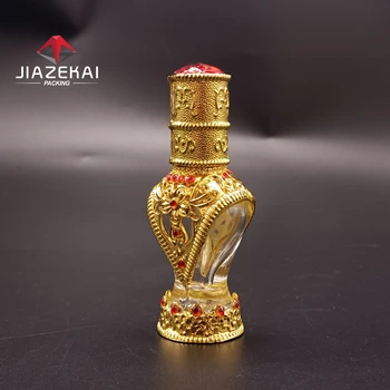 Gold Antique Glass Luxury Dropper Bottle for Serum Oil Face Essential Oil Dropper Bottle Perfume Bottles With Jewel
