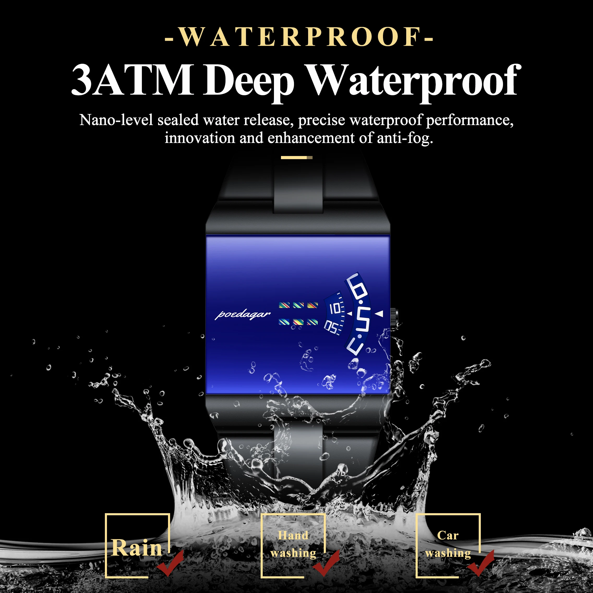 Poedagar 857 Men Quartz Wrist Watch Stylish Trendy Futuristic Unique Design 3ATM Waterproof Alloy Case Stainless Steel Band