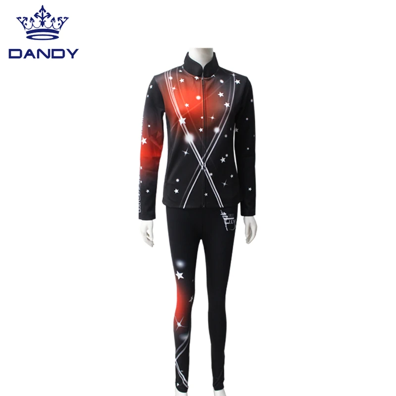 Newest Designs Customised Sublimation Girls Training Warm up Jackets OEM Team Cheerleading Warm up Tracksuits