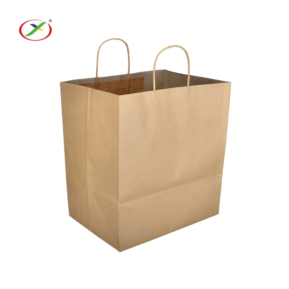 Factory Custom for Food Grade Take Away Packaging Cake Pizza Candy Sushi Burge White Brown Kraft Shopping Paper Bag With Handles