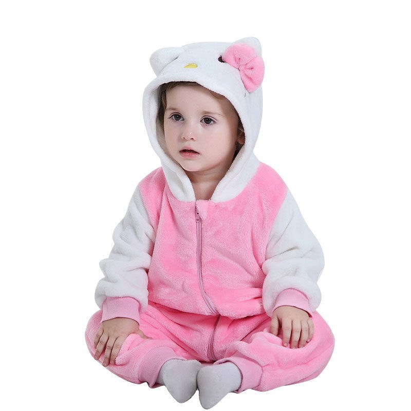 Сезон зима-осень; Симпатичные мягкие животные вечерний костюм из фланели; Для новорожденных; Для маленьких мальчиков и девочек; С длинными рукавами и комбинезон на молнии, пижамный комплект