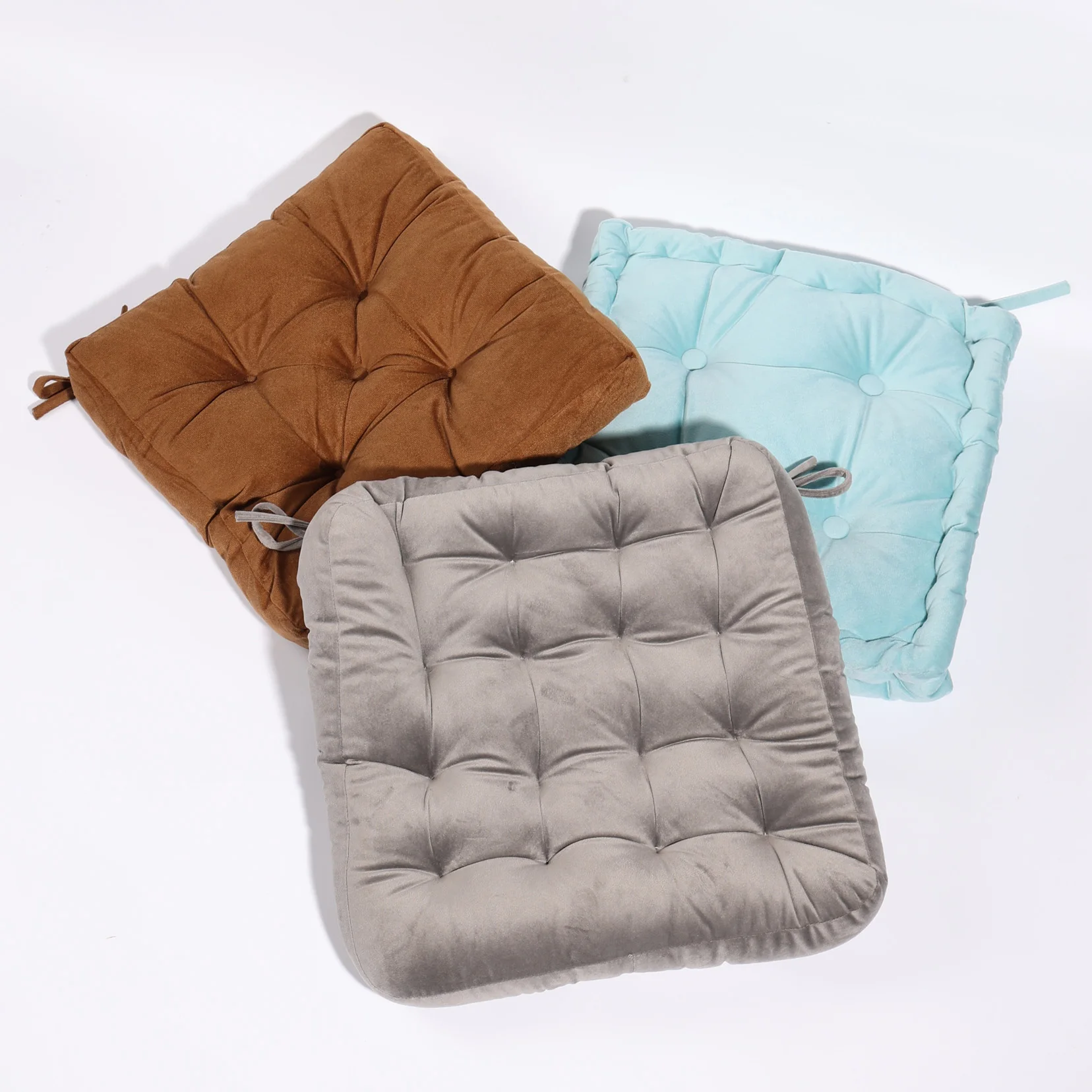 Custom Square Solid Color Velvet Seat Cushion Tufted Thicken Chair Pad Tatami Floor Pillow Cushion