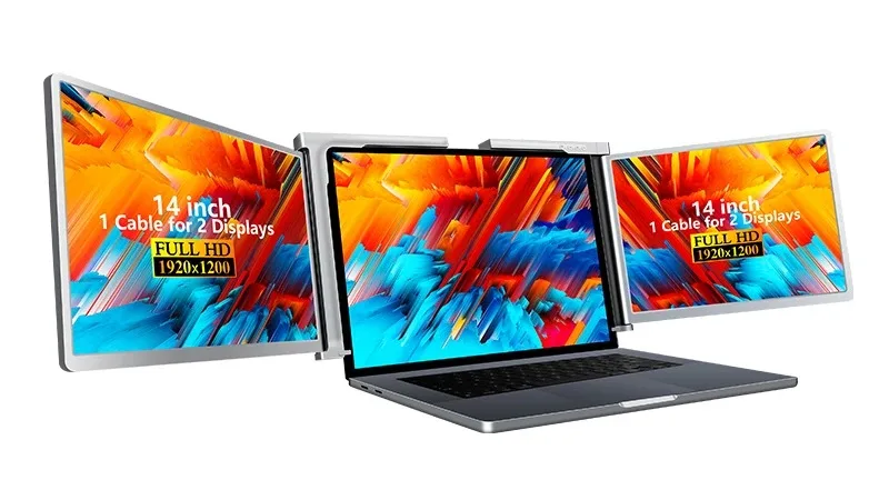 Protable 3 Monitor Extension Triple Dual 14 Inch Extra Portable Monitor Extension Product For Laptop ...