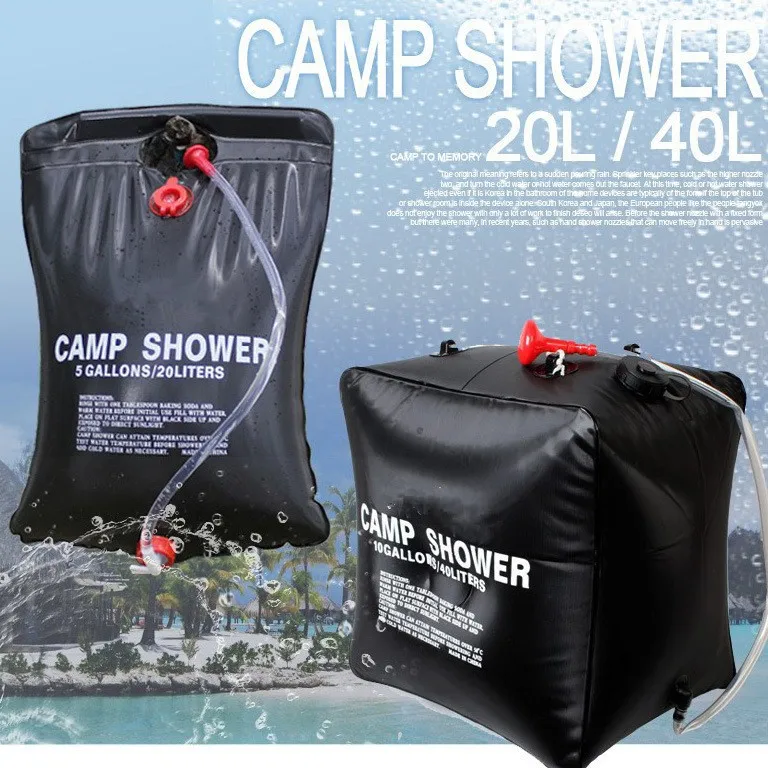 Camping Shower Bag, Solar Heating Portable Shower Bag 40L/10 Gallon Camp  Shower Removable Hose & Switchable Shower Head