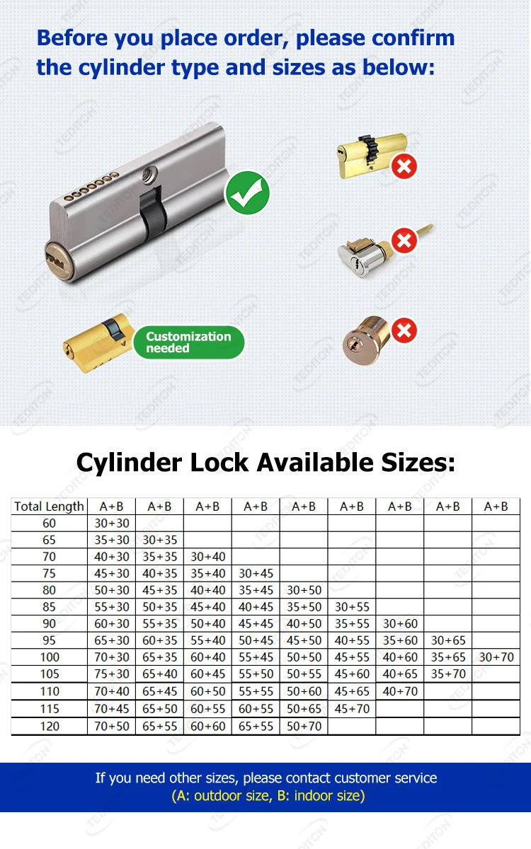 Tediton 2023 New Design European Ttlock App Passcode Smart Cylinder