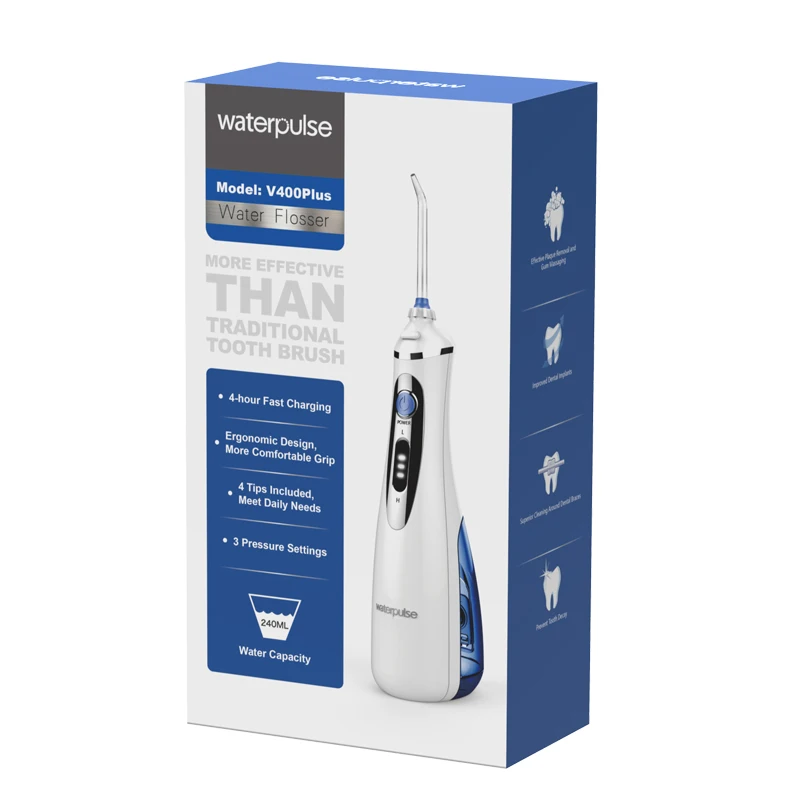 Waterpulse V400Plus Rechargeable Water Flosser Portable for Teeth Cleaning