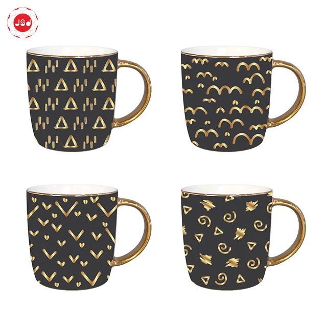Gold Handle Electroplated Coffee Mug Metal Glaze Mug for Sublimation