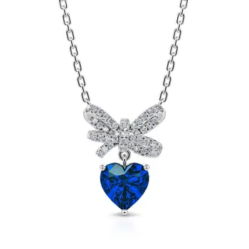 Bowknot Love Heart Sterling Silver Necklace Heart Pendant Made with premium grade crystals from Austria