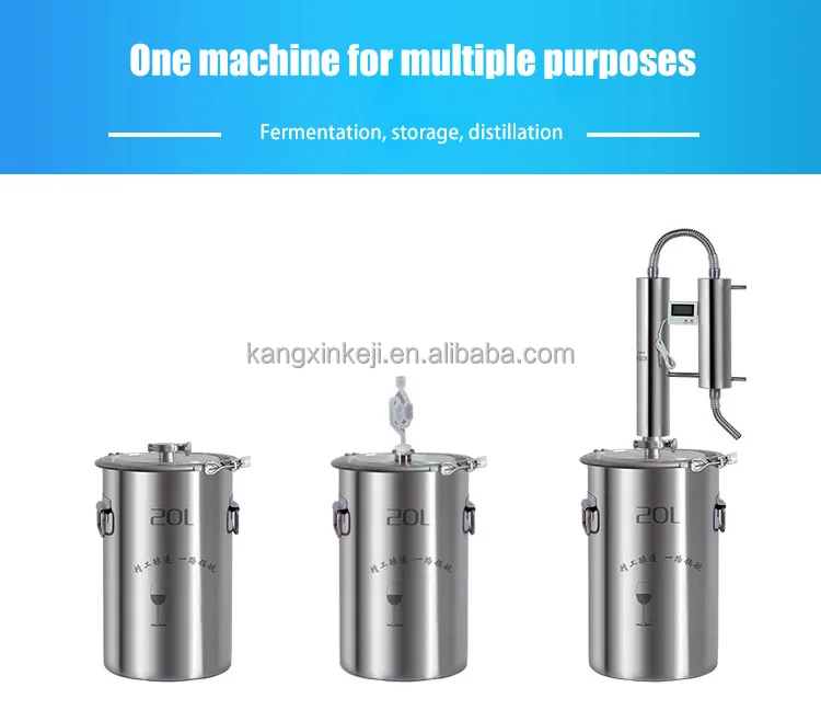 304 Stainless Steel Distiller Brandy Whiskey Rum Liquor Gin Vodka Copper Distiller 12/20/35/60L Distillation Machine