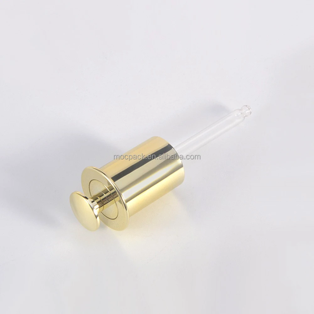 product wholesale 18mm press button dropper push dropper with glass pipette silver gold bottle dropper-28