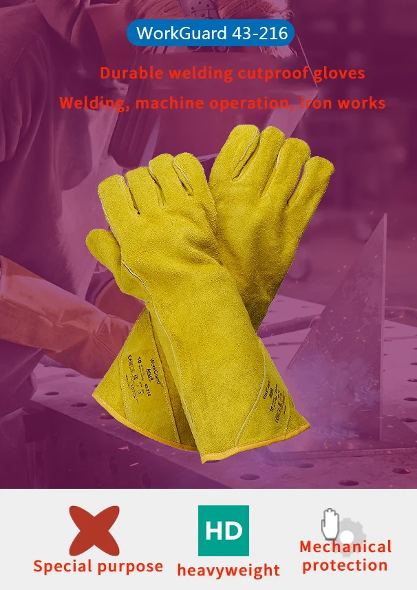 Ansell 43216 Welding Gloves En 388 Yellow Cow Leather Heavy Duty Cow